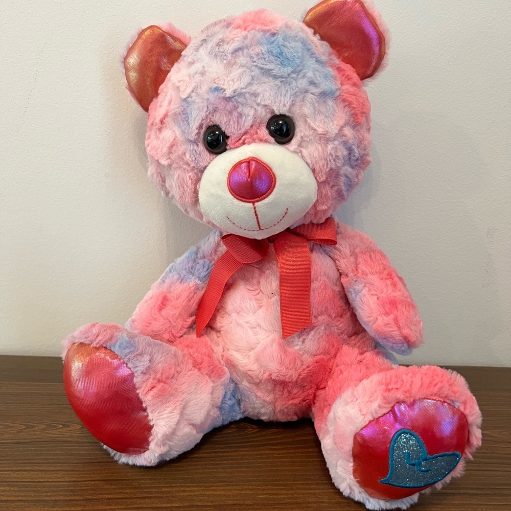 WALGREEN PLUSH BEAR PASTEL PINK PAW WITH HEART 12” IRIDESCENCE ACCENTS